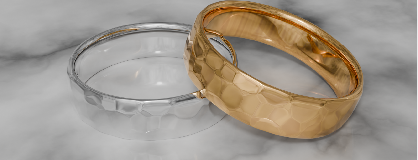 Bagues Forge — Or et argent martelé